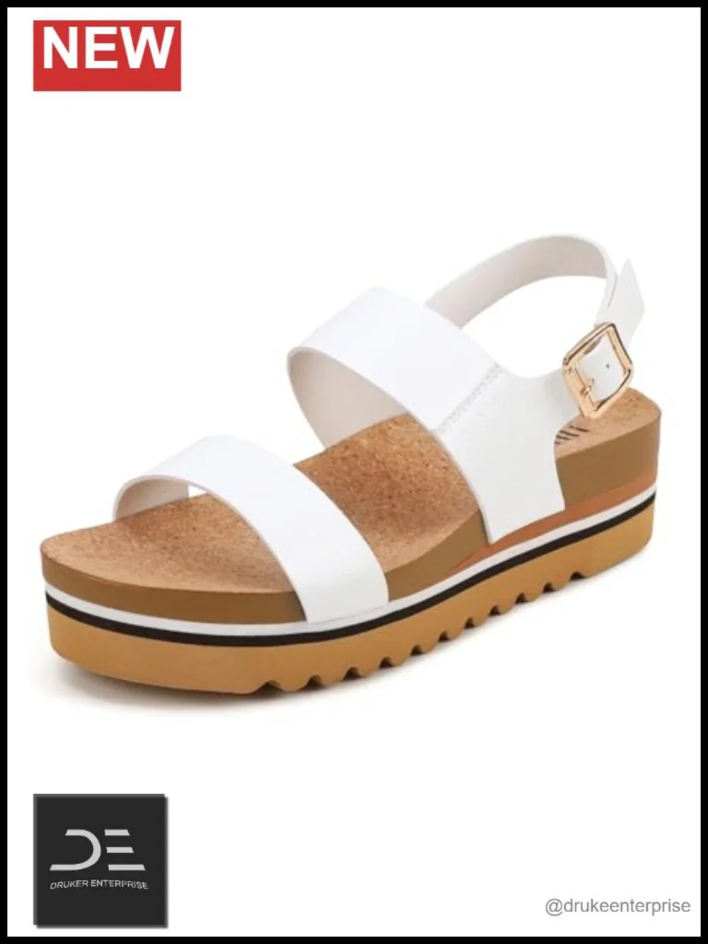 Platform Sandals with Arch Support and Adjustable Ankle Strap, Cushioned